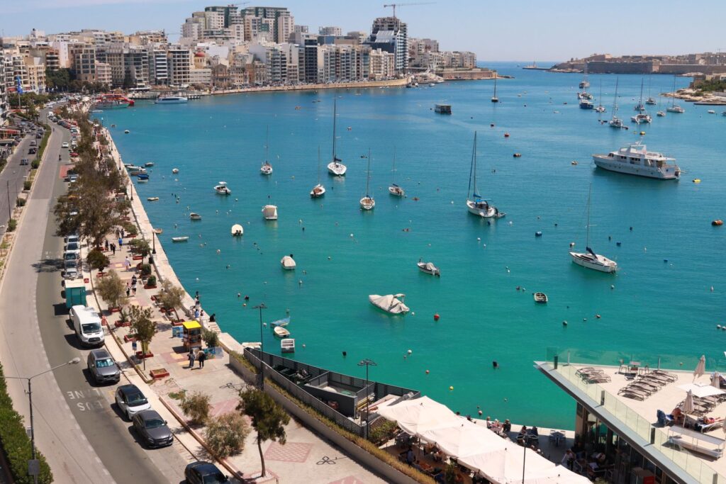 Aerial view of the harbour and Gzira waterfront, Malta