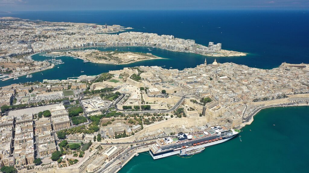 Aerial view of Valletta and the Maltese islands