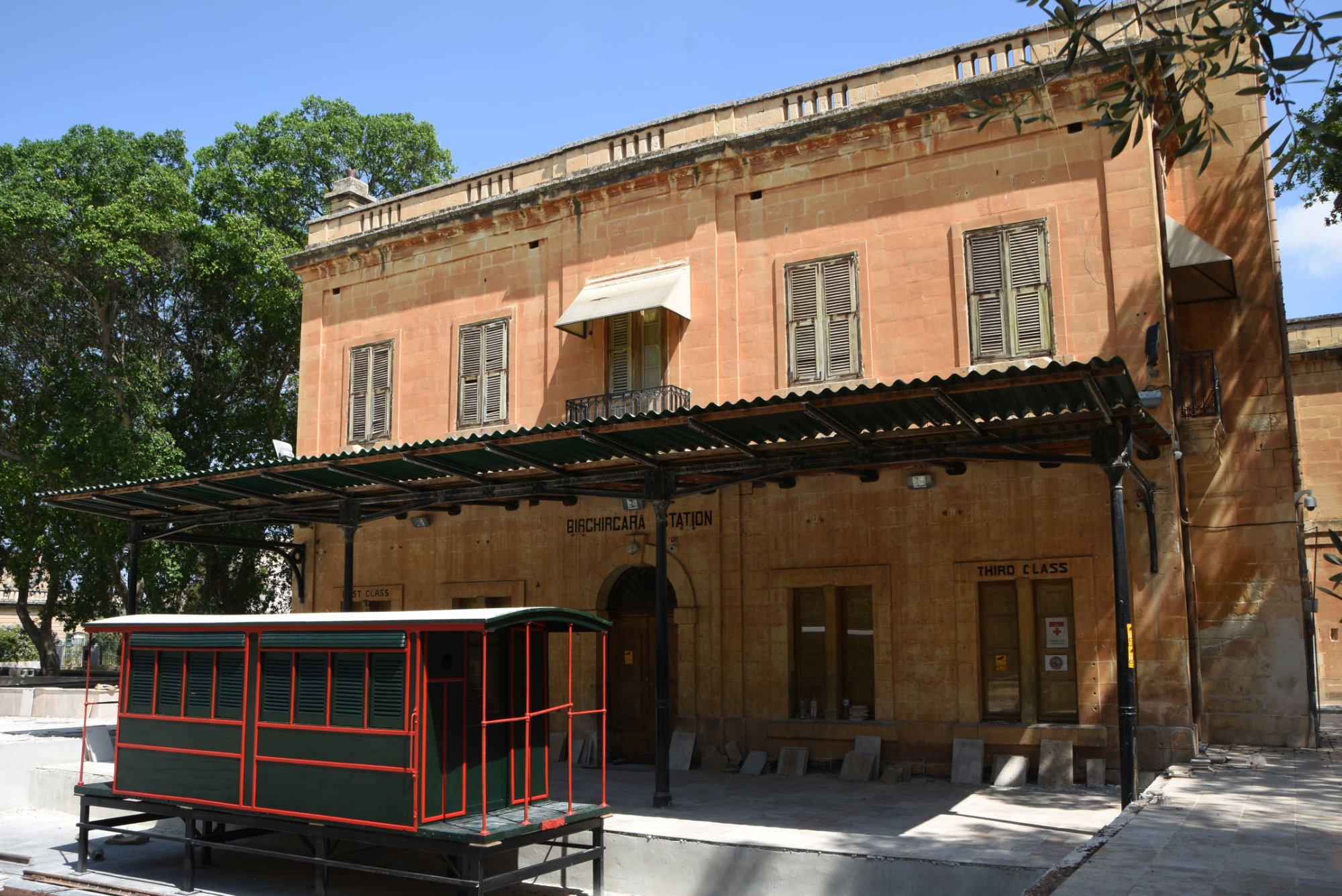The restored old railway station and carriage in Birkirkara’s station garden