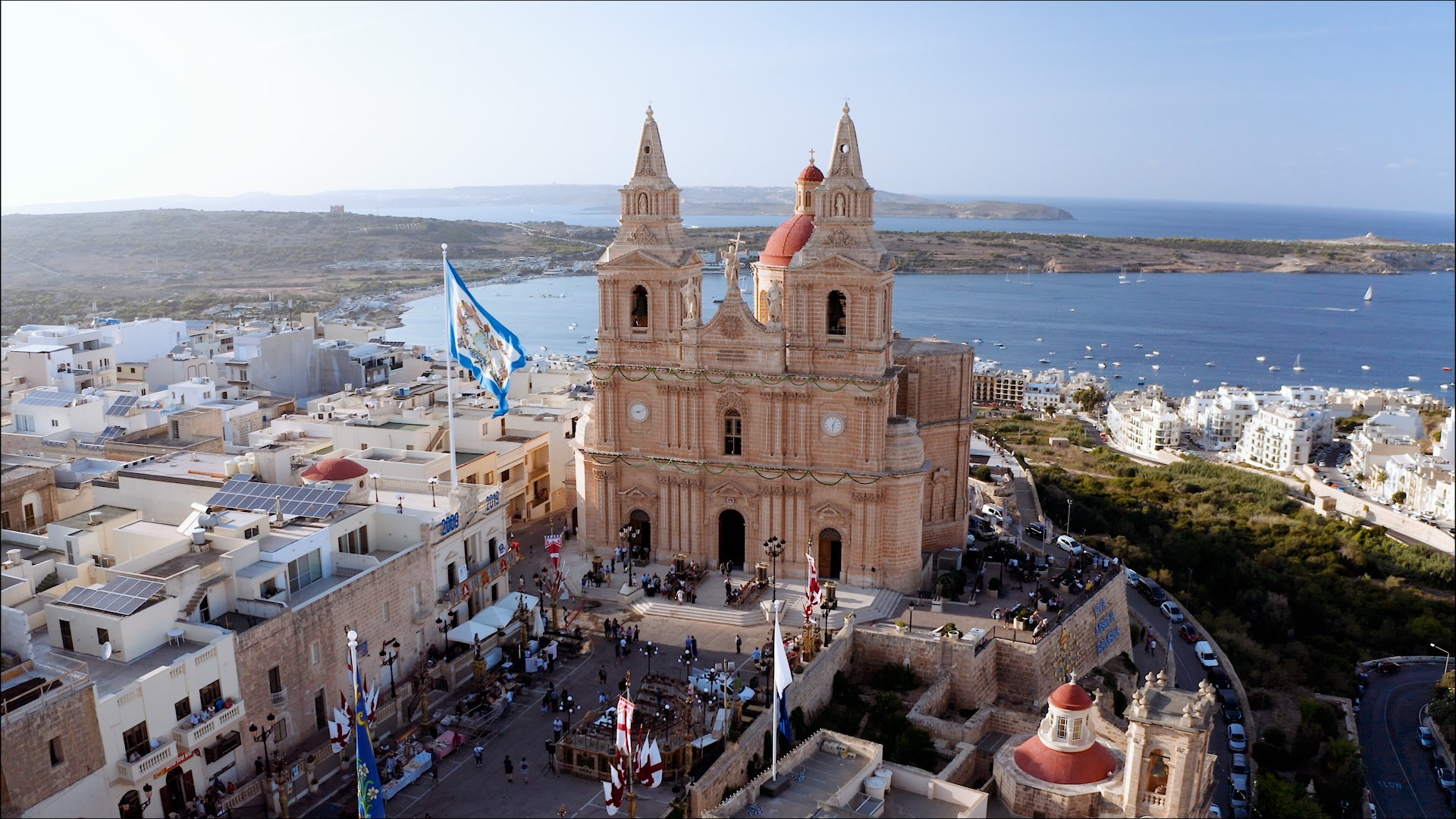 Mellieħa parish church above Mellieħa Bay