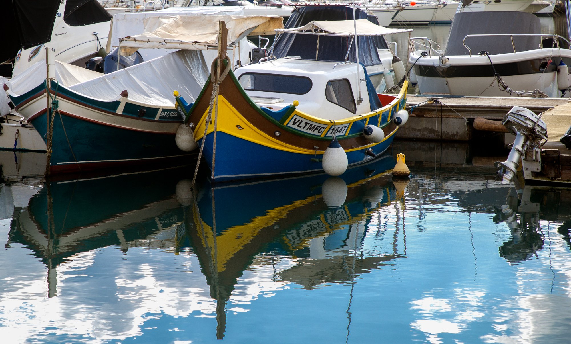 Traditional luzzu boat in Msida Marina