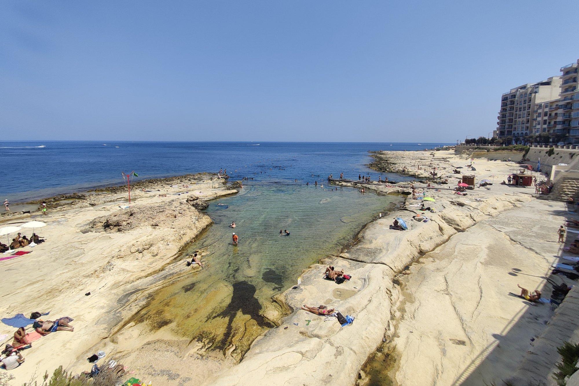 Fond Għadir rocky beach on the Sliema seafront
