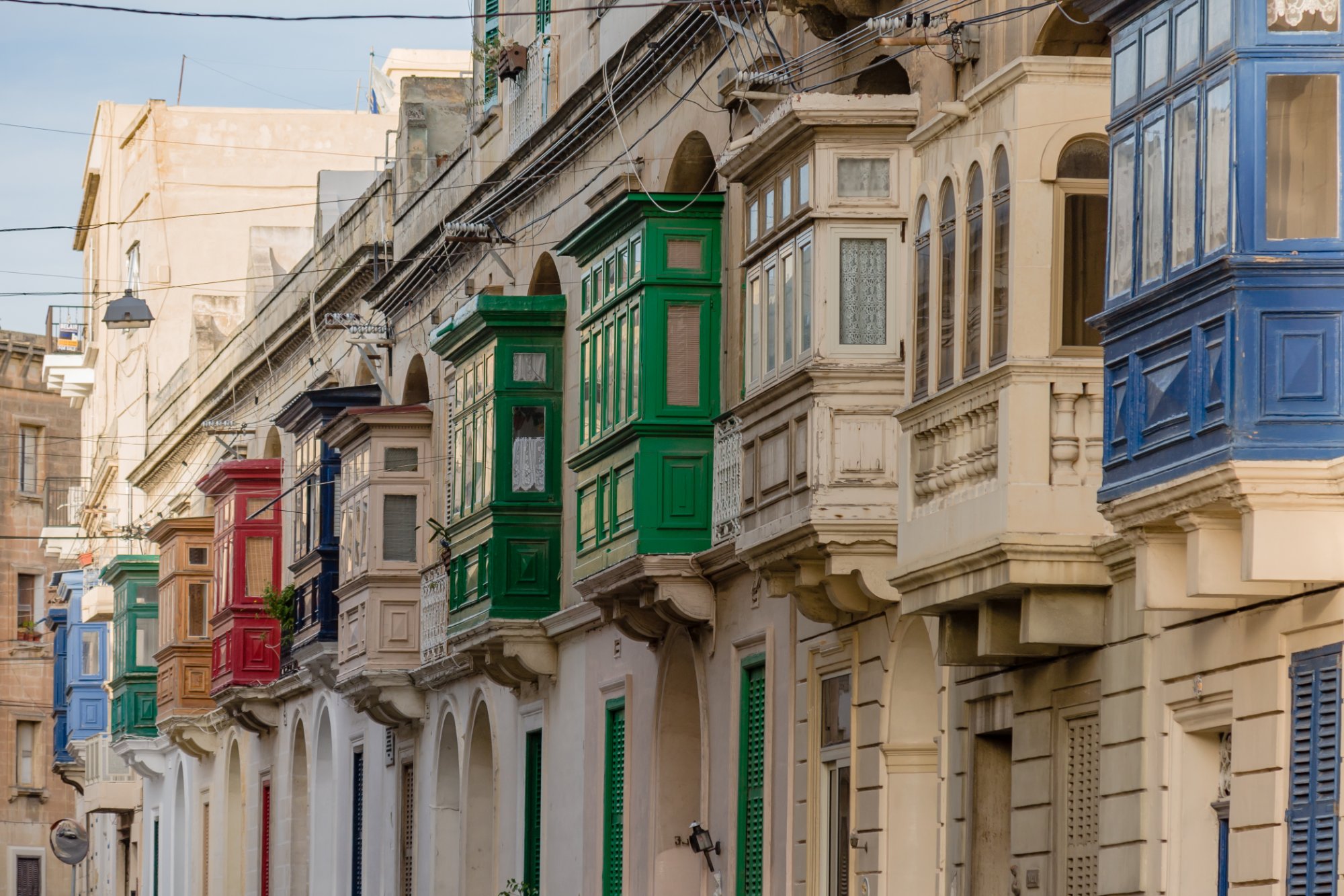 Colourful traditional Maltese balconies in Sliema